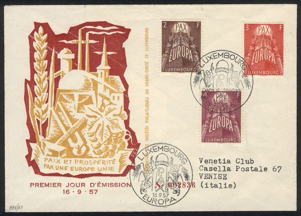 TOPIC EUROPA LUXEMBOURG: 1957 Issue On A FDC Cover, Very Fine Quality! - 1956