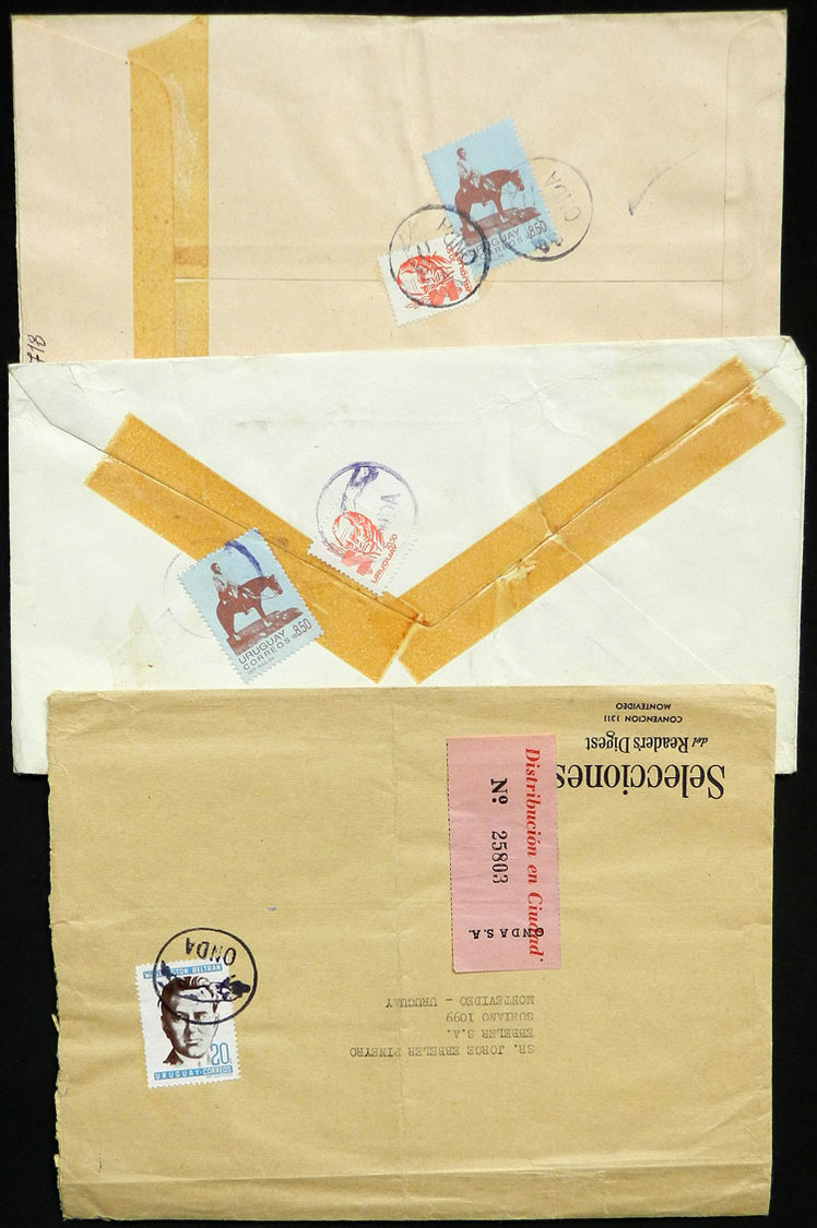 TOPIC DOGS 3 Covers Sent By Private Post ONDA, Franked With Postage Stamps Canc - Dogs