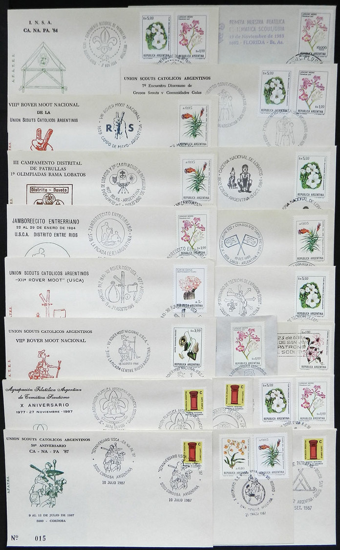 TOPIC SCOUTS 19 Covers Of Argentina With Special Postmarks Of Varied Jamborees - Covers & Documents