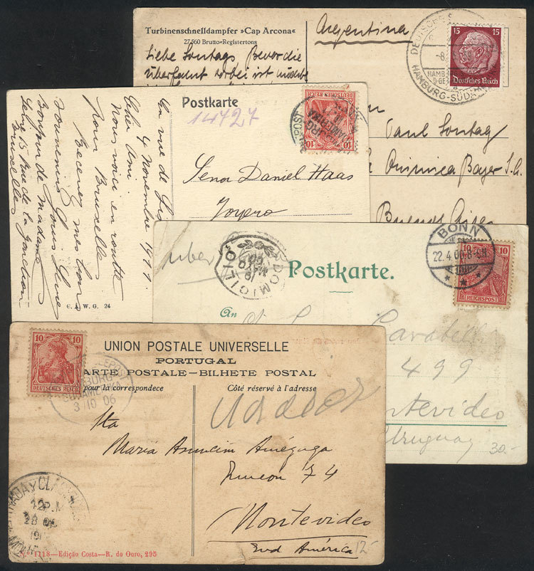 GERMANY 4 Postcards Dispatched From Ships At Sea To Argentina And Uruguay Betwee - Altri & Non Classificati