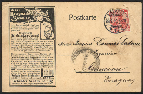 GERMANY Advertising Postcard Of A PHILATELIC JOURNAL Of Leipzig Sent To Asunción - Other & Unclassified