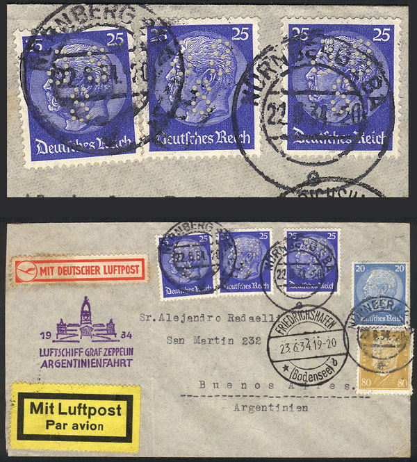 GERMANY "22/JUN/1934 Nürnberg - Buenos Aires, By ZEPPELIN: Cover Franked With 5 - Other & Unclassified