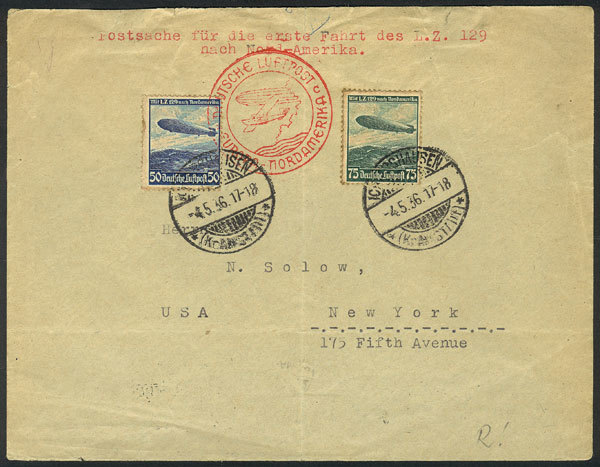 GERMANY 4/MAY/1936 Ichtershausen - New York, By ZEPPELIN, Cover With Arrival Bac - Other & Unclassified