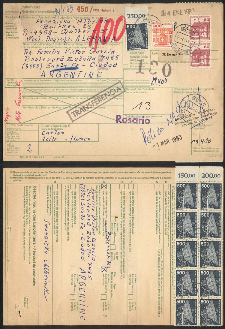 GERMANY 11 Parcel Despatch Notes With Spectacular Postages, Very Nice! - Autres & Non Classés