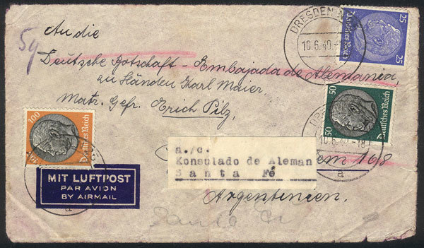 GERMANY "Airmail Cover Franked With 1.75Mk. Sent From Dresden To Sailor Erich Pi - Altri & Non Classificati