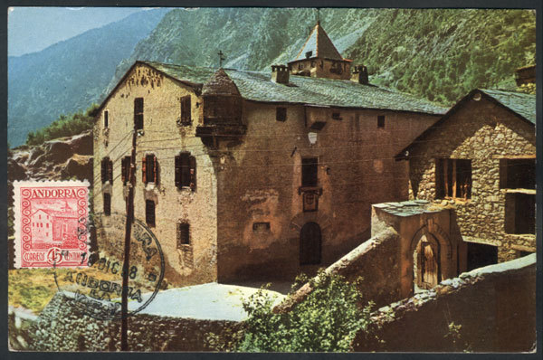 SPANISH ANDORRA Maximum Card Of AU/1937: Andorra La Vella, Casa De La Vall, VF Q - Used Stamps