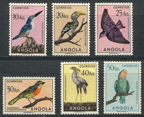 ANGOLA Sc.349 + 352/6, 1951 Birds, The 6 Key Values Of The Set, Unmounted, Very - Angola