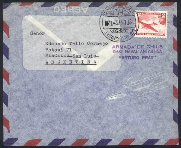 ANTARCTICA - CHILE "Cover Sent From The Antarctic Base ""Arturo Prat"" To Argent - Otros & Sin Clasificación