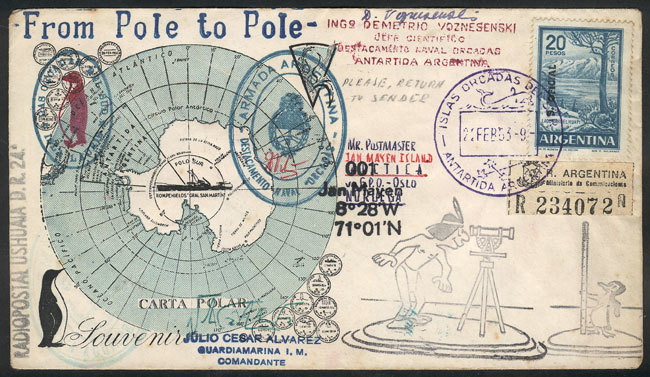 ARGENTINE ANTARCTICA - ORKNEY ISLANDS MAIL SENT FROM SOUTH POLE TO NORTH POLE: C - Other & Unclassified