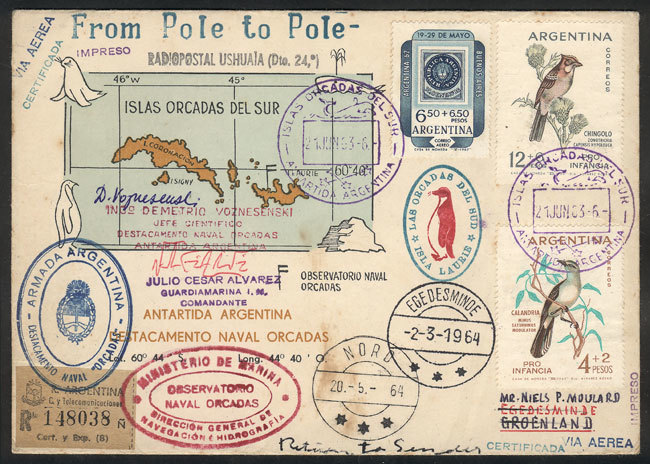 ARGENTINE ANTARCTICA - ORKNEY ISLANDS MAIL SENT FROM SOUTH POLE TO NORTH POLE: C - Altri & Non Classificati