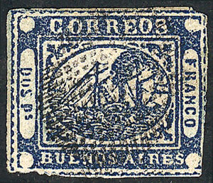 ARGENTINA GJ.5, DOS Ps Dark Blue, Type 31 On The Reconstruction, Nice Example! - Buenos Aires (1858-1864)