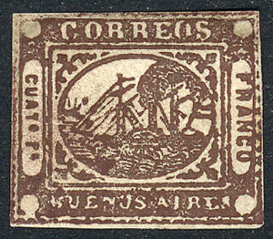 ARGENTINA GJ.9, 4 Rs. Chestnut, Mint, Type 41, 4 Ample And Complete Margins, Min - Buenos Aires (1858-1864)