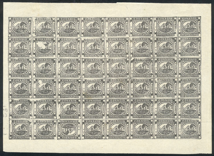ARGENTINA Paley Reprint Of A Sheet Of To Rs., On Ordinary Paper, Black-gray, It - Buenos Aires (1858-1864)