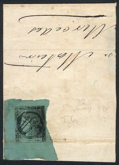 ARGENTINA GJ.5, 1865 Blue-green, Type 6, Ample Margins, On Fragment To Mercedes, - Corrientes (1856-1880)