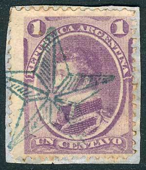 ARGENTINA "GJ.35 On Small Fragment, With Mute ""star"" Cancel Of Córdoba In Blui - Other & Unclassified
