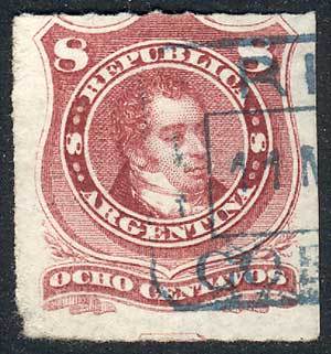 ARGENTINA GJ.49, With Blue Rectangular Datestamp Of RIO 2º (Córdoba), VF, Rare! - Otros & Sin Clasificación