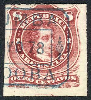 ARGENTINA GJ.49, With Blue Rectangular Datestamp Of TULUMBA (Córdoba), VF, Rare! - Otros & Sin Clasificación