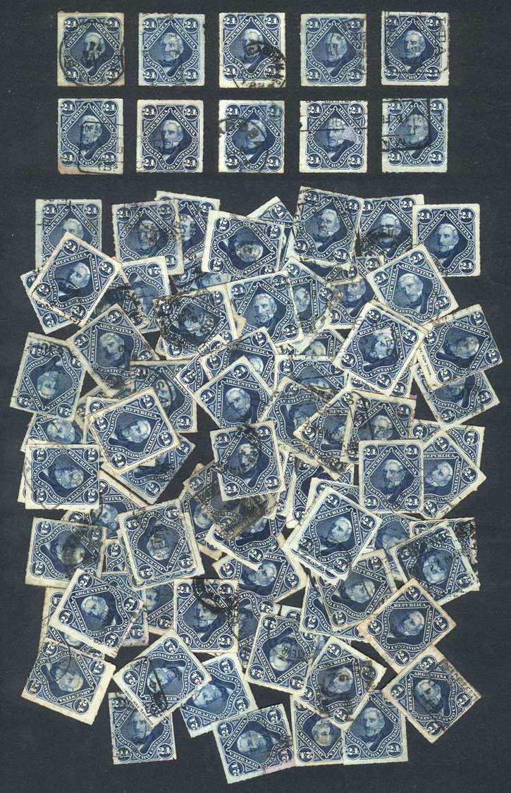 ARGENTINA GJ.52 X 100 Used Stamps, Package Made By A Collector In 1920 Approx., - Otros & Sin Clasificación