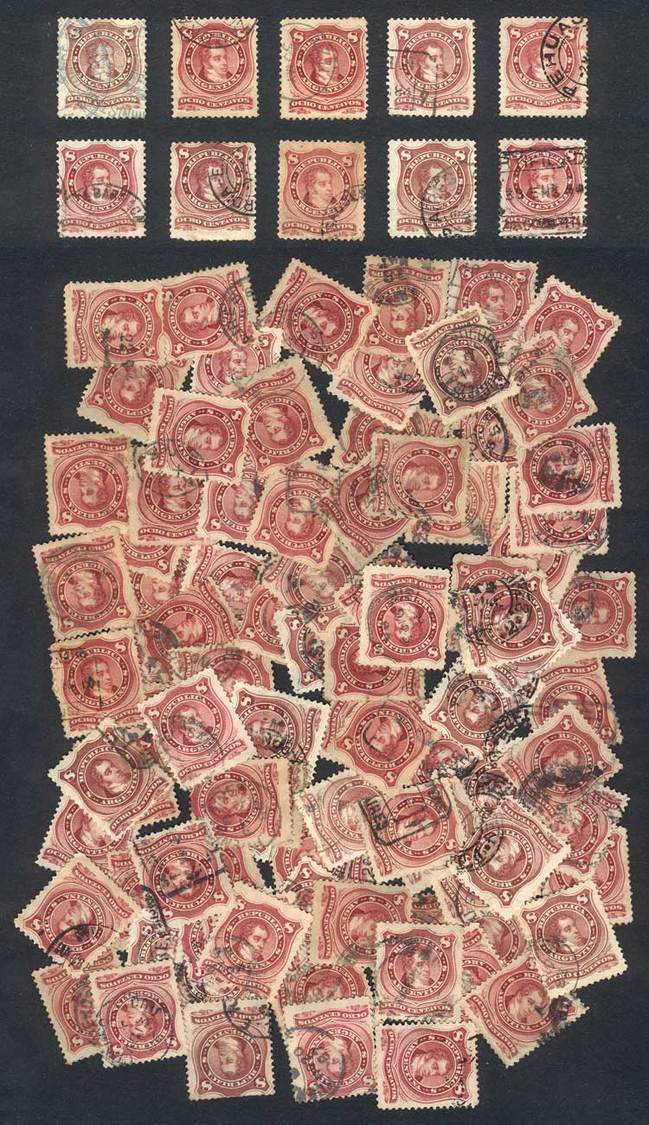 ARGENTINA GJ.54 + 54A + 54B X 100 Used Stamps, Package Made By A Collector In 19 - Sonstige & Ohne Zuordnung