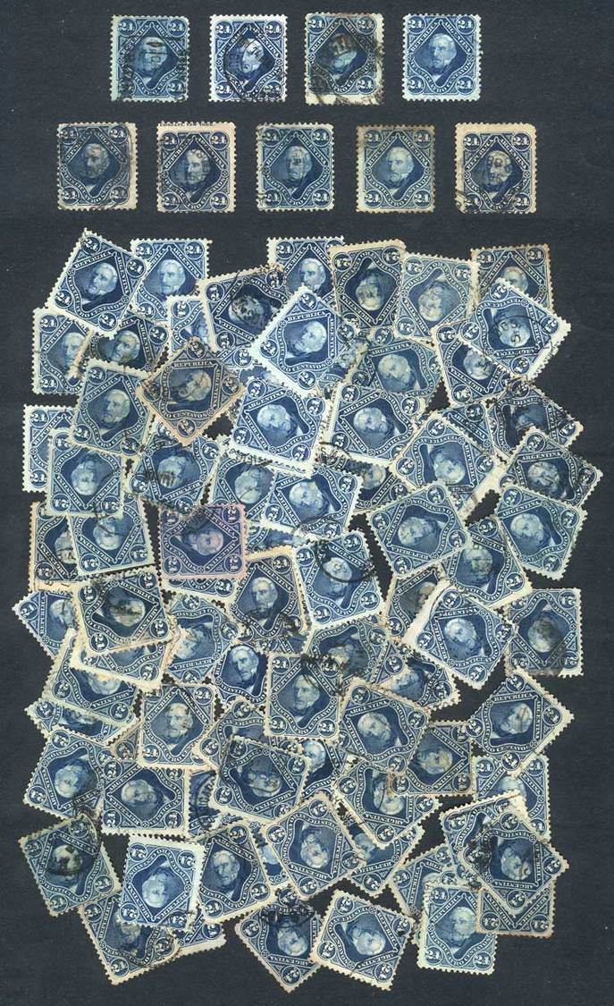 ARGENTINA GJ.52 X 100 Used Stamps, Package Made By A Collector In 1920 Approx., - Other & Unclassified