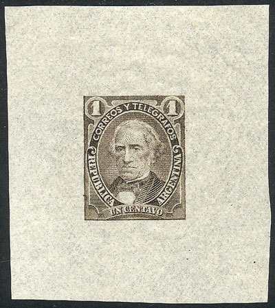 ARGENTINA GJ.98, 1c. Velez Sársfield, Die Proof Printed In The Issued Color On V - Otros & Sin Clasificación