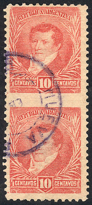 ARGENTINA GJ.168PH, Pair IMPERFORATE Between, USED, With A Pulled Perforation El - Autres & Non Classés