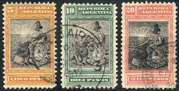 ARGENTINA GJ.236/238, High Values Of The Liberty Issue, Used, Fine Quality, Cata - Autres & Non Classés