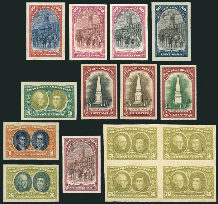ARGENTINA GJ.300 + Other Values, Lot Of 16 PROOFS Of The Issue Centenary, All Di - Other & Unclassified