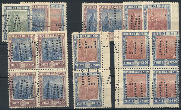 ARGENTINA GJ.360O/362O, Stockcard With Several Stamps And Blocks Of 4, VF! - Sonstige & Ohne Zuordnung