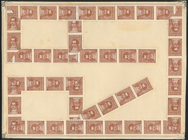 ARGENTINA GJ.800, Moreno 5c. Typographed, Chalky Paper, Fantastic STRIP OF MORE - Autres & Non Classés