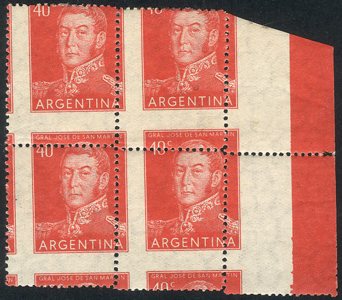 ARGENTINA GJ.1041, MNH Block Of 4, With Spectacular Perforation Variety (very St - Autres & Non Classés