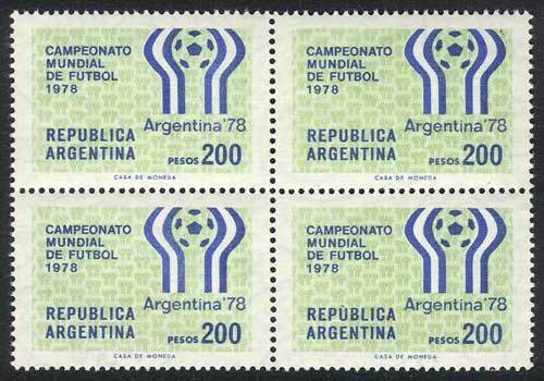 ARGENTINA GJ.1788N, 1977 200P. Football World Cup, Block Of 4 Printed On UV Neut - Autres & Non Classés