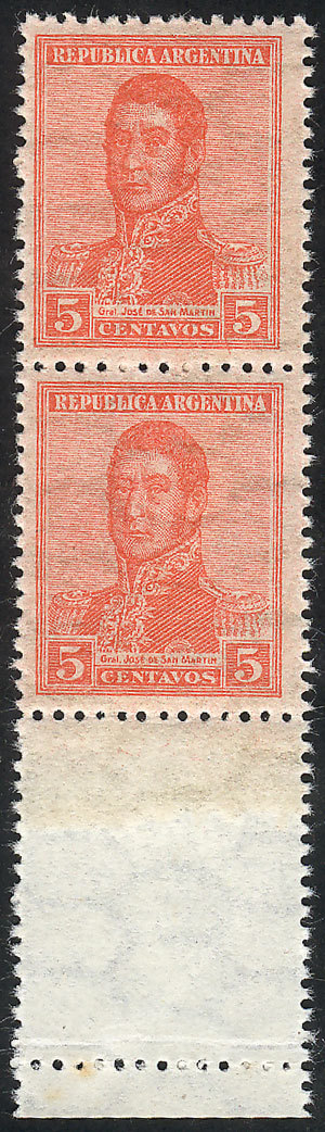 ARGENTINA GJ.446CJ, 5c. San Martín With Horiz Honeycomb Wmk, Perf 13½, WITH LABE - Other & Unclassified