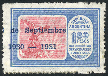 ARGENTINA GJ.718, With VARIETY: Very Shifted Overprint, Partially Outside The St - Airmail