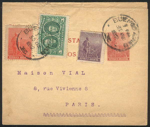ARGENTINA ½c. Wrapper With Additional Franking (total Postage 9c.) Sent To Paris - Other & Unclassified