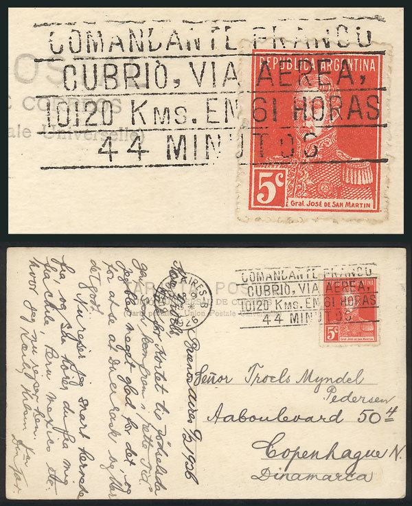 ARGENTINA "PC Sent To Denmark On 9/MAR/1926, With 5c. Franking And Slogan Cancel - Autres & Non Classés