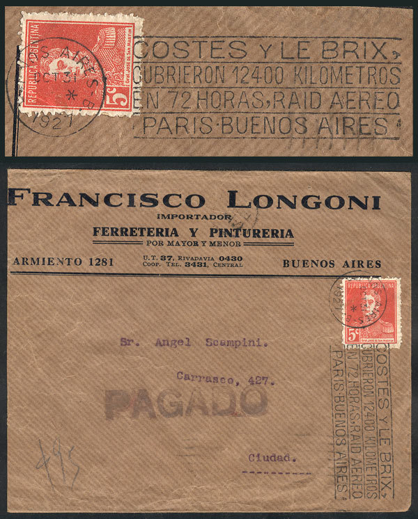 ARGENTINA "Cover Used In Buenos Aires On 31/OC/1927, With 5c. Franking And Sloga - Autres & Non Classés