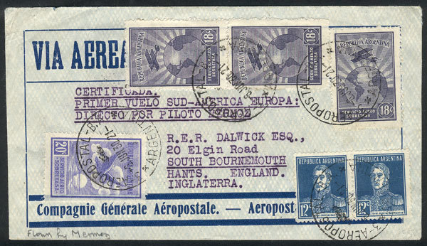 ARGENTINA 6/JUN/1930 Buenos Aires - England: Airmail Cover Carried By 1st Transa - Altri & Non Classificati
