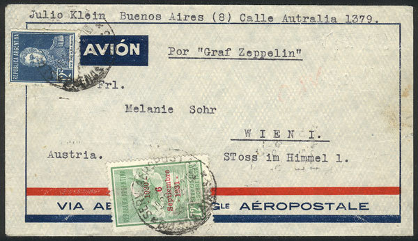 ARGENTINA 19/SE/1931 Buenos Aires - Austria, By ZEPPELIN: Cover Franked With 84c - Other & Unclassified