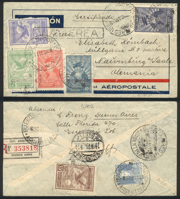 ARGENTINA Registered Airmail Cover Sent From Buenos Aires To Germany On 3/DE/193 - Autres & Non Classés