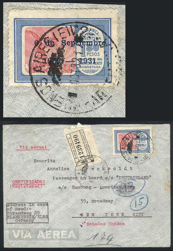 ARGENTINA Registered Airmail Cover Sent To New York On 7/OC/1932 TO REACH A PASS - Autres & Non Classés