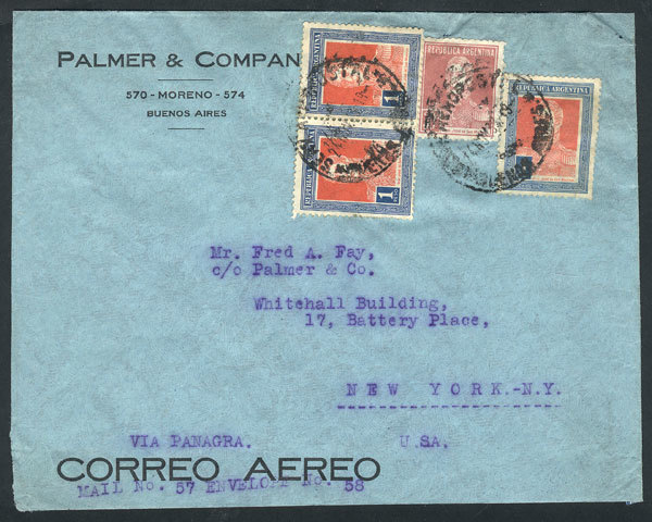 ARGENTINA Airmail Cover Sent From Buenos Aires To New York On 24/NO/1933 Franked - Autres & Non Classés