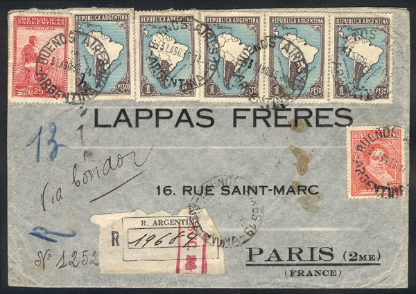 ARGENTINA Registered Airmail Cover Sent From Buenos Aires To France On 31/AU/193 - Other & Unclassified