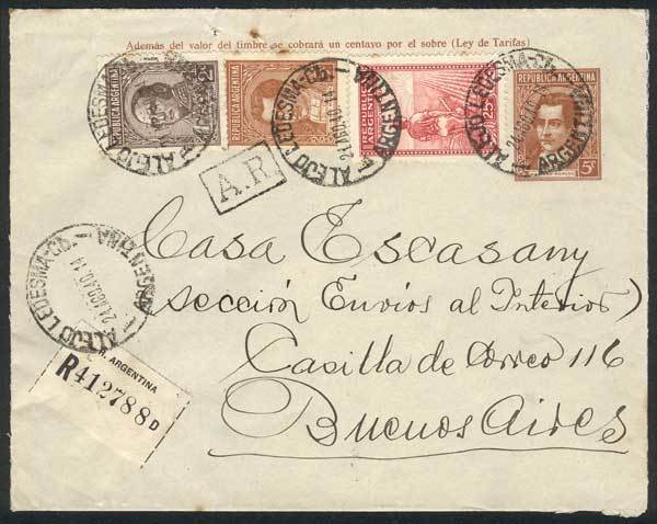 ARGENTINA Registered Cover Franked With 37c., Sent To Buenos Aires On 21/AU/1940 - Autres & Non Classés