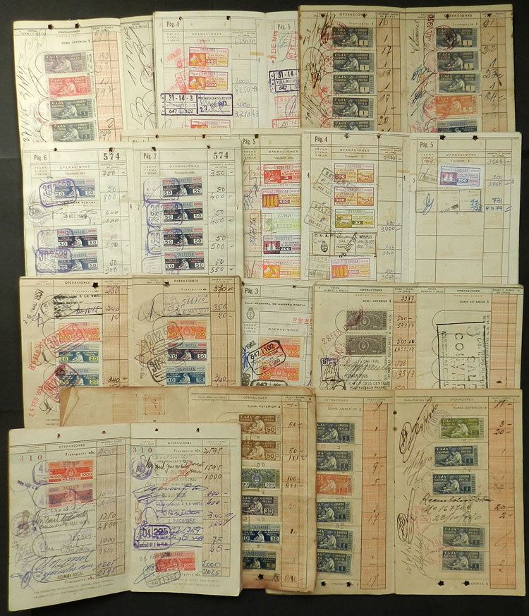 ARGENTINA POSTAL SAVINGS: More Than 280 Interesting Stamps On 12 Postal Savings - Autres & Non Classés