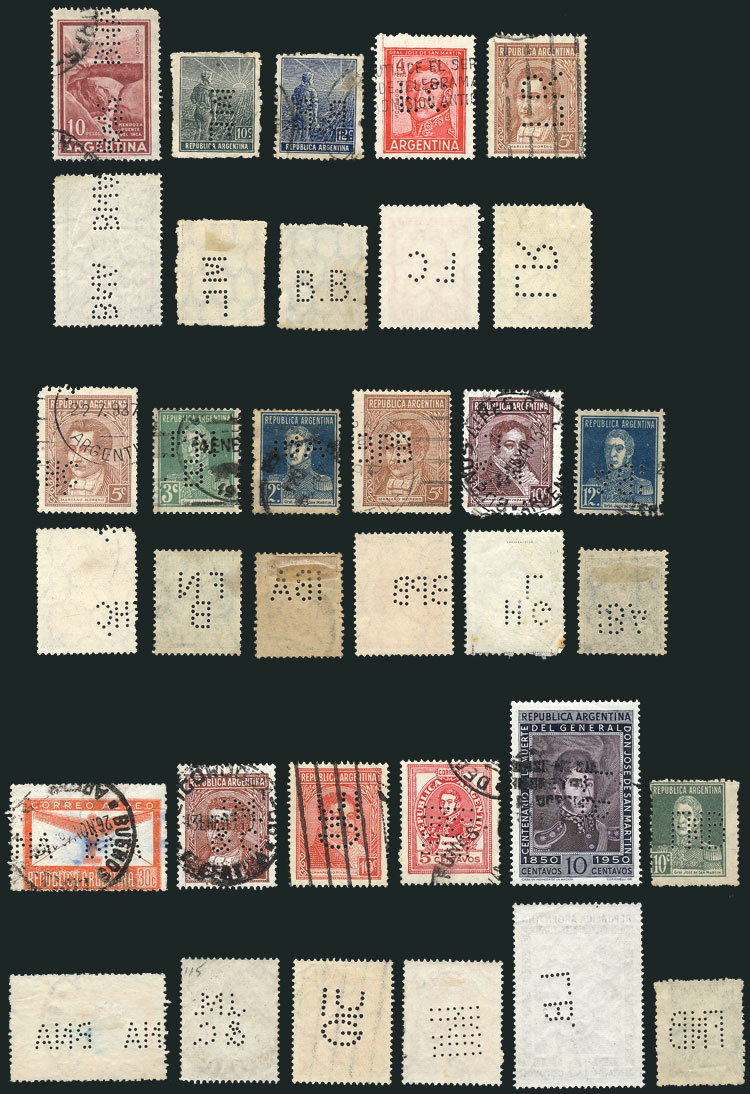 ARGENTINA PERFINS: Lot Of 17 Stamps With Varied Commercial Perfins, Some Very Sc - Collections, Lots & Séries