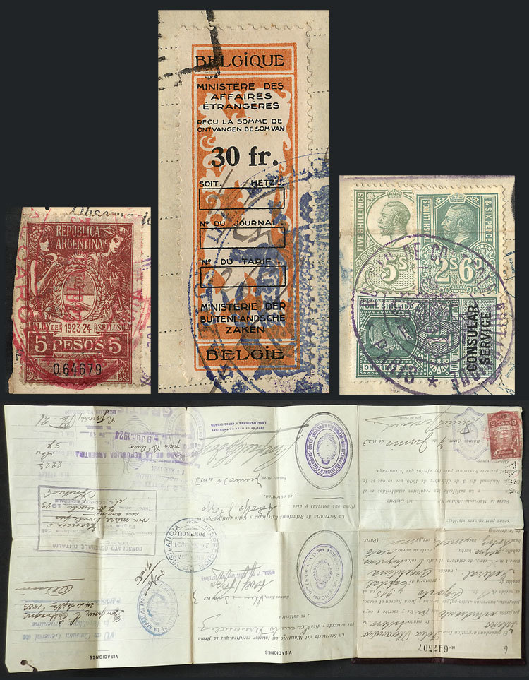 BELGIUM Old Passport Of Argentina With Revenue Stamps Of Belgium, Great Britain - Autres & Non Classés