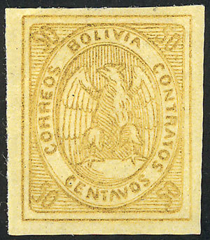BOLIVIA Sc.5, 1867/8 Condor 50c. Orange, Type 10 On The Plate, Ming Original Gum - Bolivie