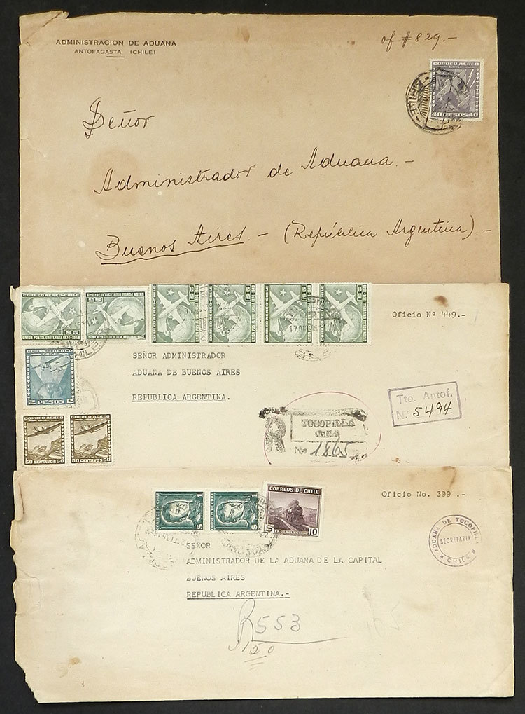 CHILE 11 Official Covers Sent To Argentina In The 1950s (mostly), Very Interesti - Chili