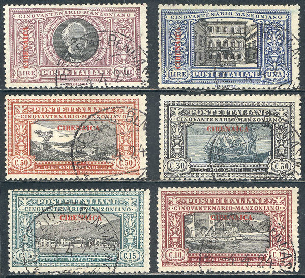 CYRENAICA Sc.11/16, 1924 Manzoni, Cpl. Set Of 6 Used Values, Excellent Quality. - Cirenaica